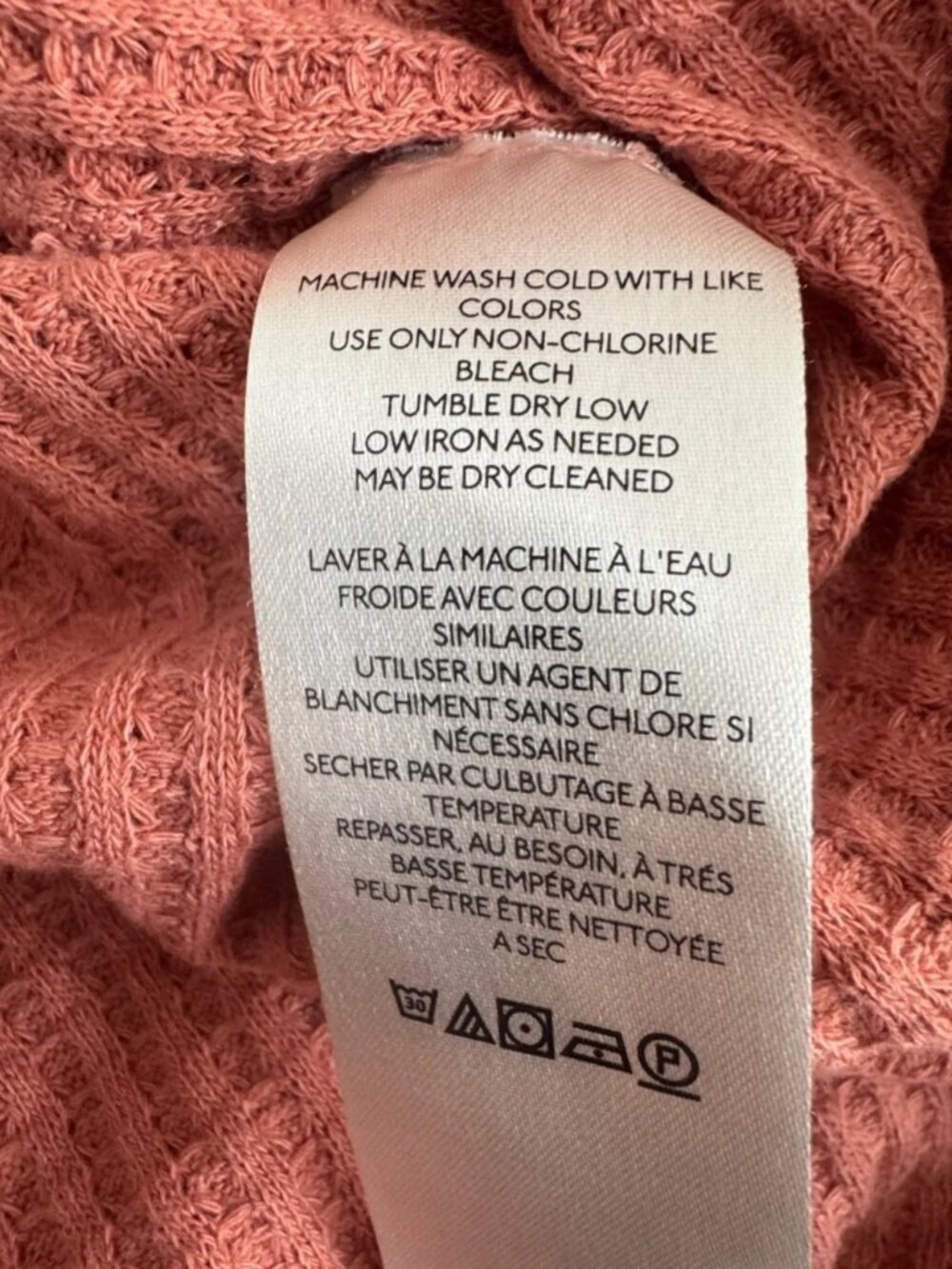 We The Free Waffle Knit Oversized V-Neck Thermal Top Pink XS - Picture 6 of 7